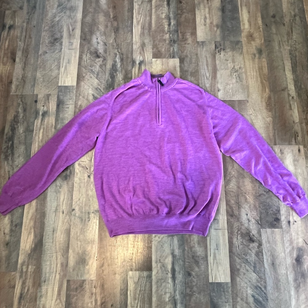 Men’ s Purple Pure New York WoolMark Sweater 1/4 zip L Preppy